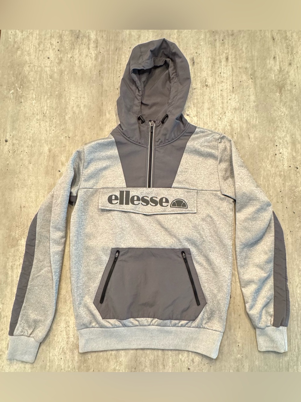 Ellesse Jerome SJD08753 Men’s S Gray Colorblock Anorak Pullover Hoodie Jacket